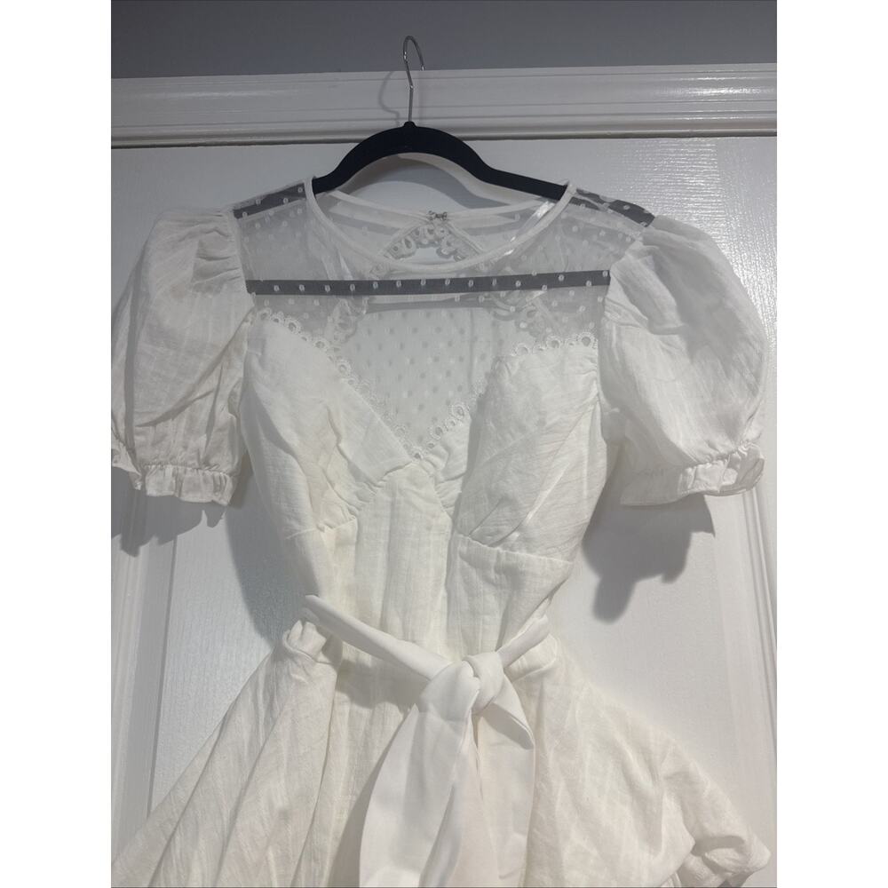 City Vibe White Ivory Romper Dress With Ruffles Size 3 Cottagecore Indie Boho - Picture 2 of 14